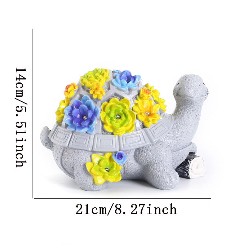 Wholesale Cartoon Cute Flower Turtle Solar Energy Lamp Resin Ornaments