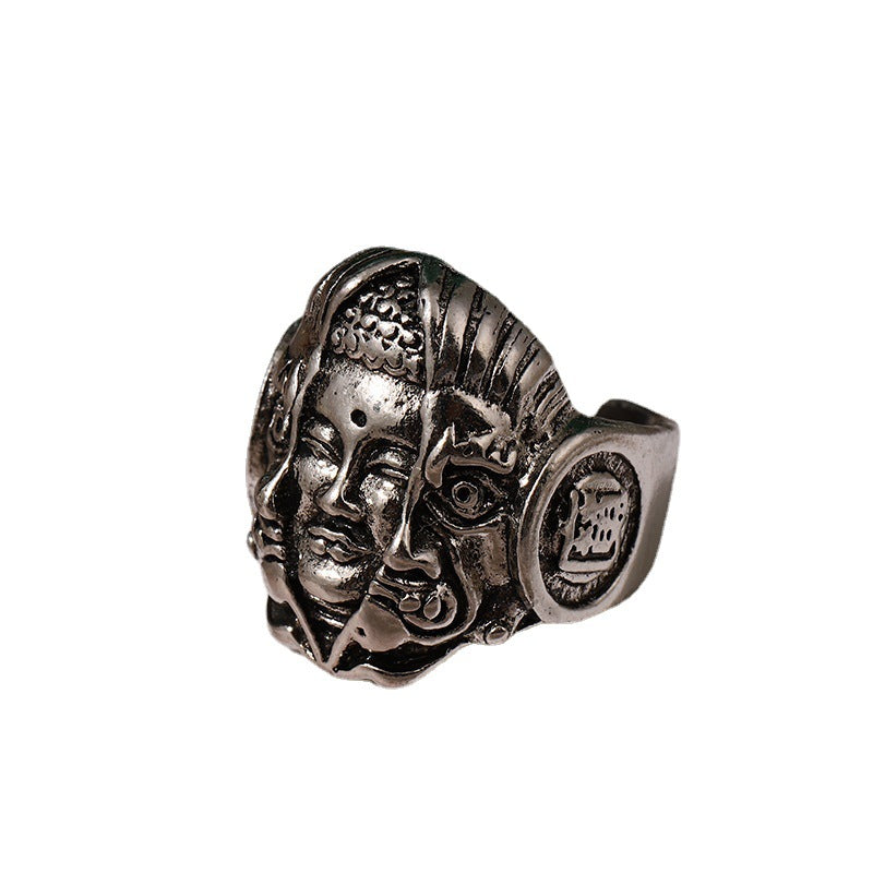 Wholesale Vintage Human Head Open Alloy Ring