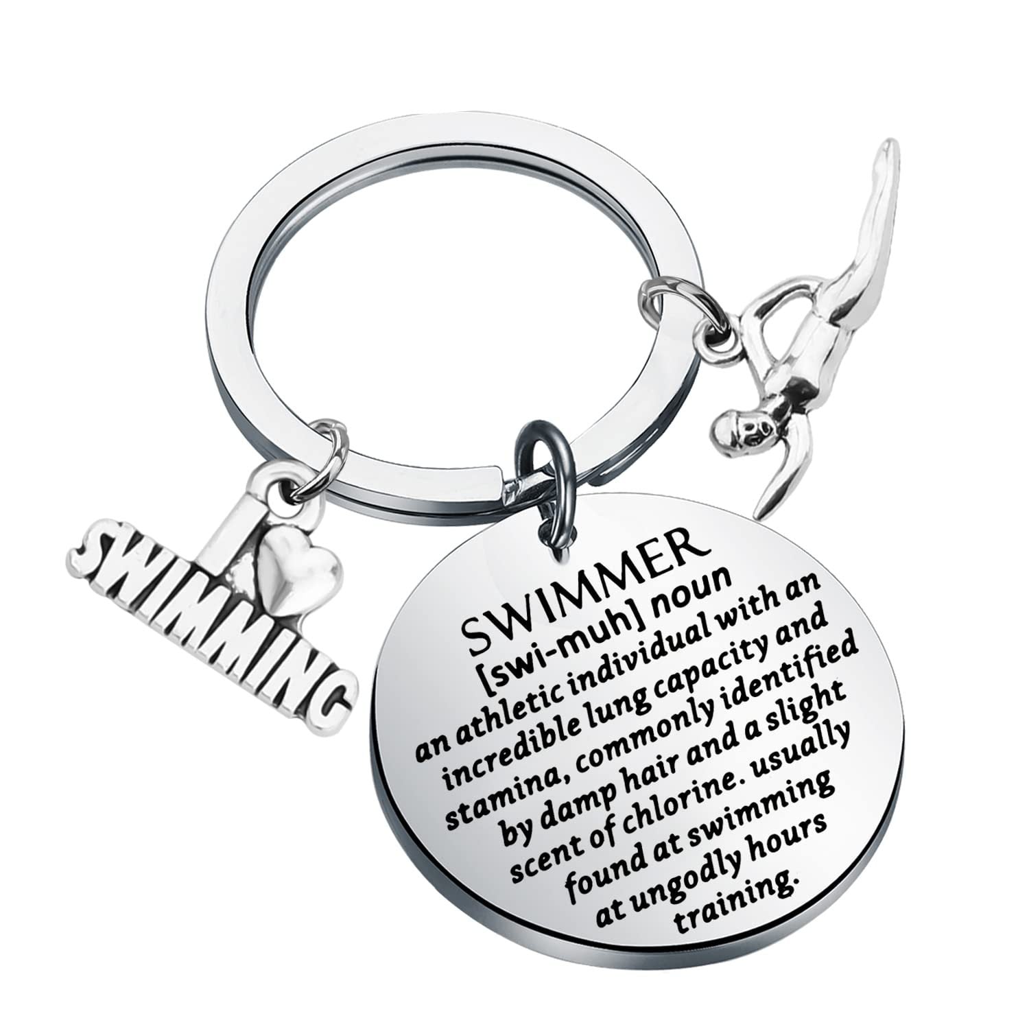 Wholesale Swimming Stainless Steel Keychain Backpack Pendant