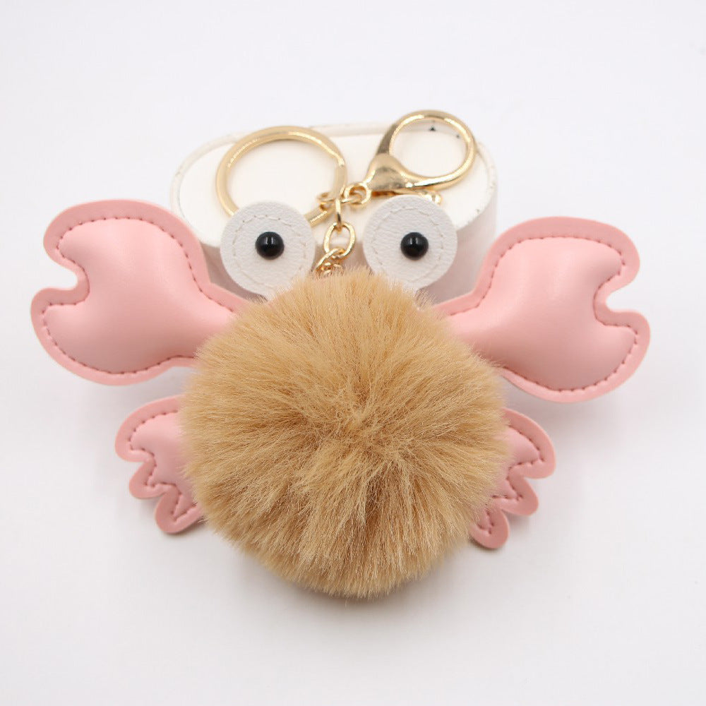 Wholesale Stylish White Leather Crab Pendant Keychain Bag Charm Decorative Gift Accessory