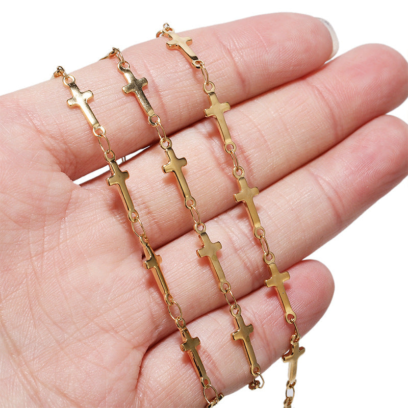 Wholesale 5mm 2PCS Stainless Steel Cross Chain DIY Jewelry Pendants