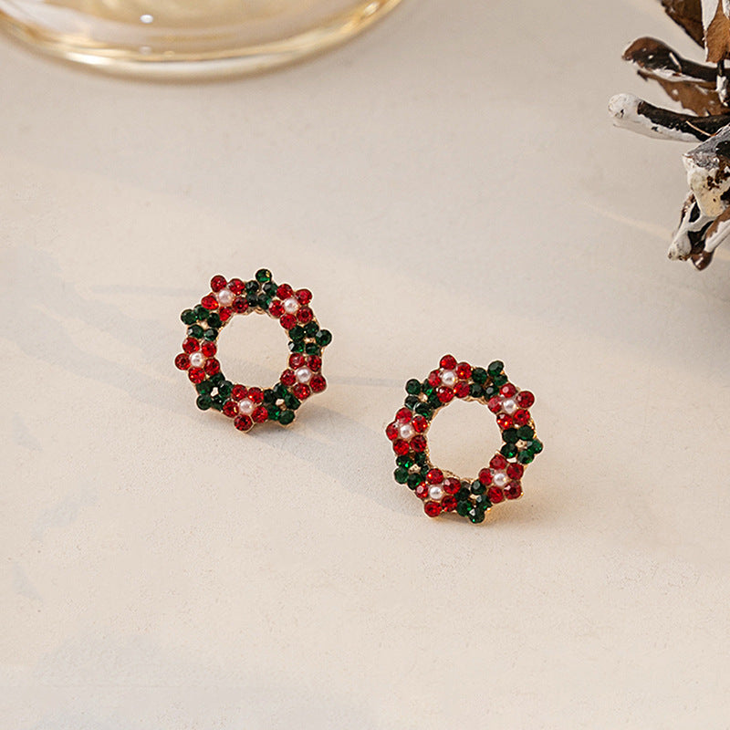 Wholesale Candy Cane Bell Elk Earrings