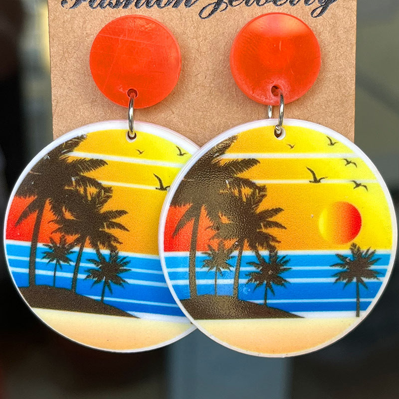 Wholesale 2pairs/pack Summer Beach Acrylic Earrings
