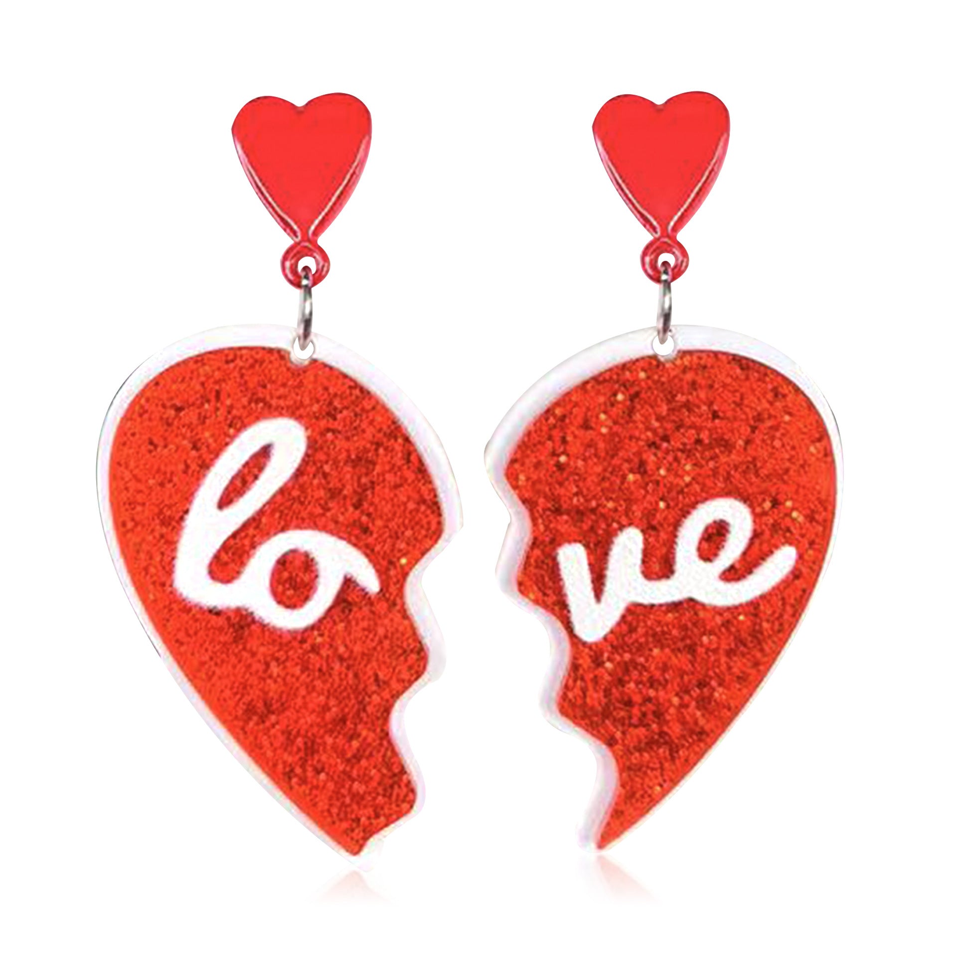Wholesale Valentine's Day Fashion Red Acrylic Heart Letter Earrings