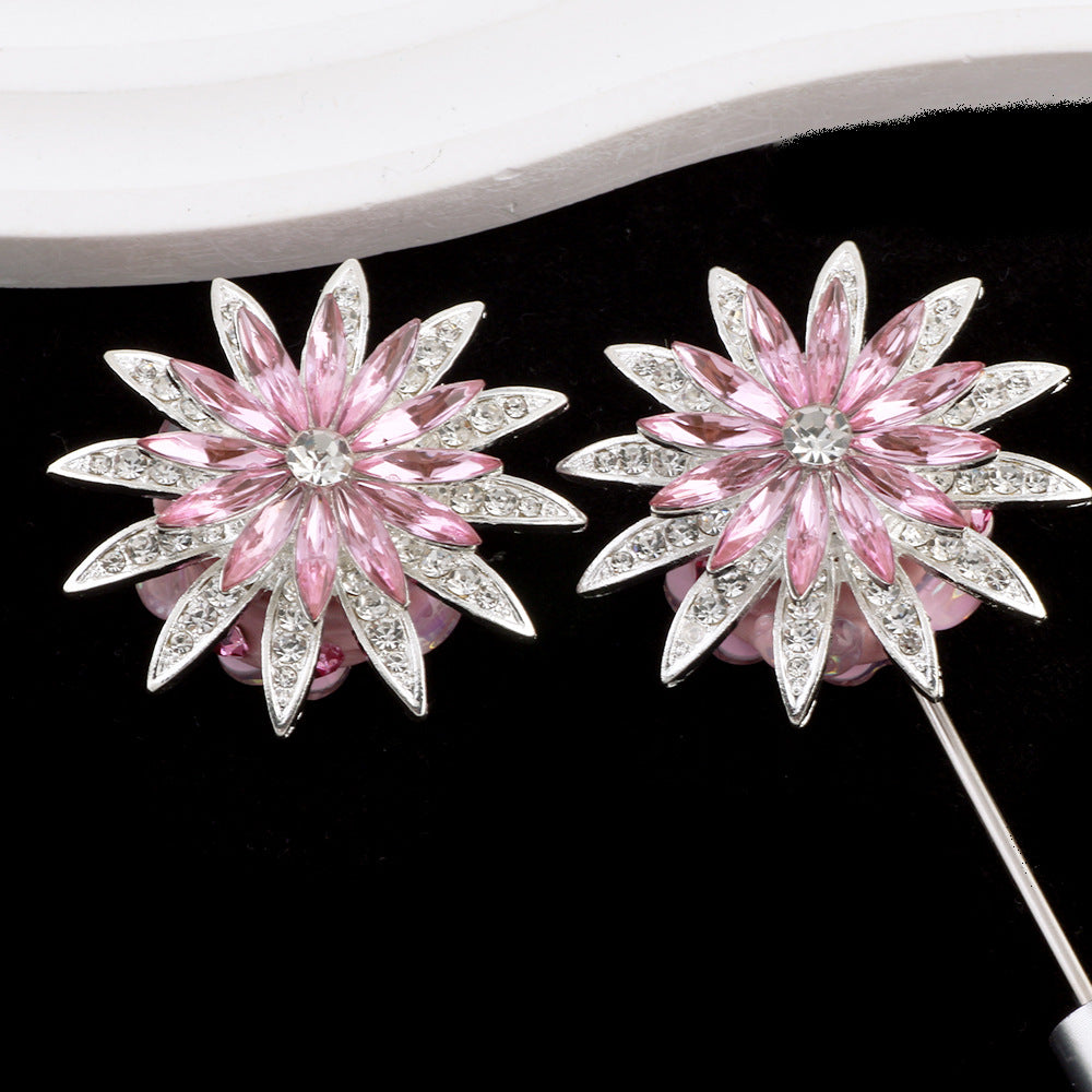 Wholesale 5pcs Diamond inlaid rotating snowflake alloy clay beads