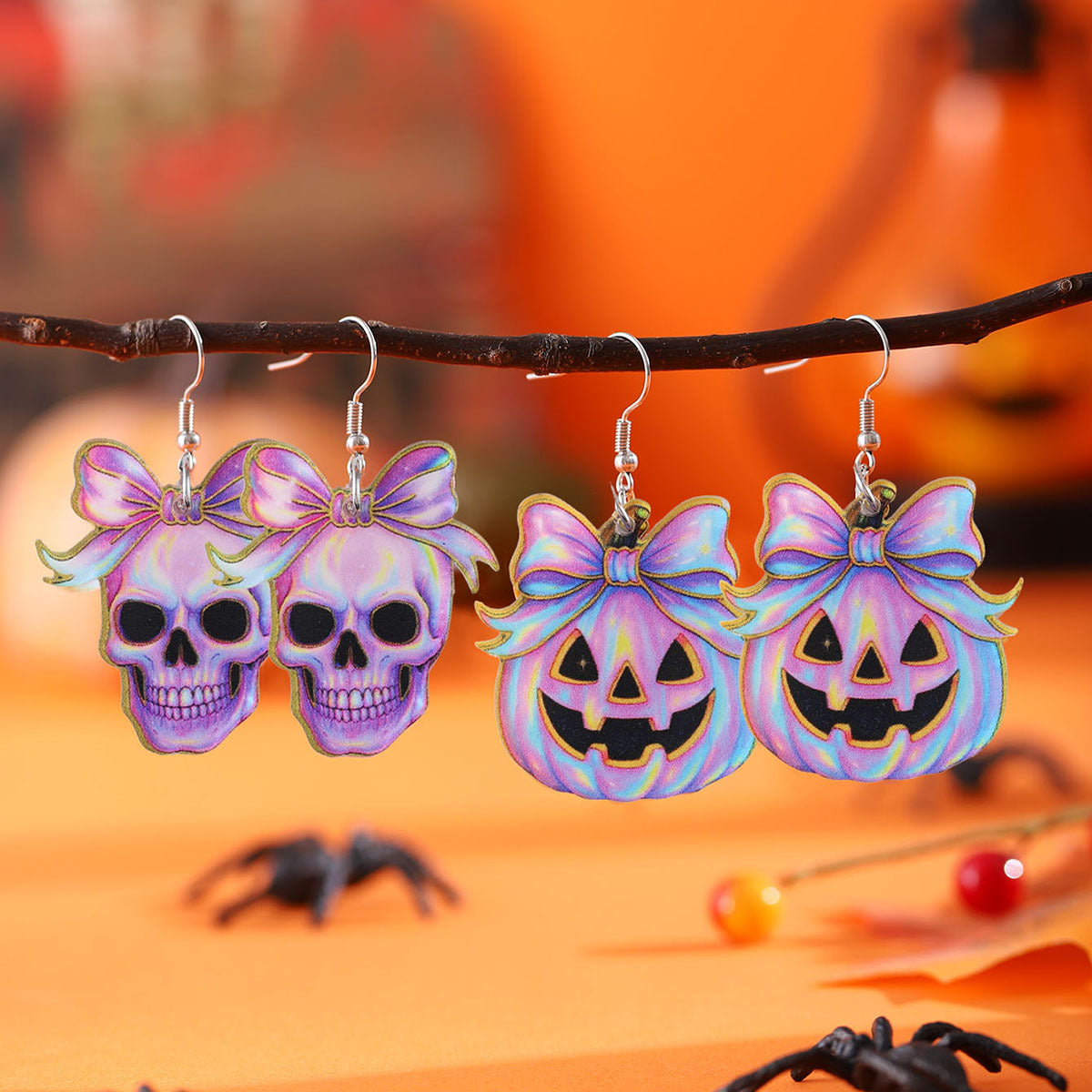 Wholesale  Acrylic Gothic Pumpkin Pendant Earrings