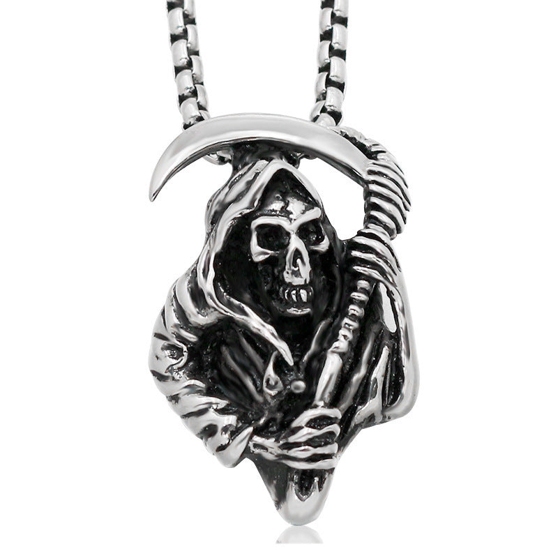 Wholesale Retro Hip Hop Stainless Steel Skull Necklace Bohemian Style