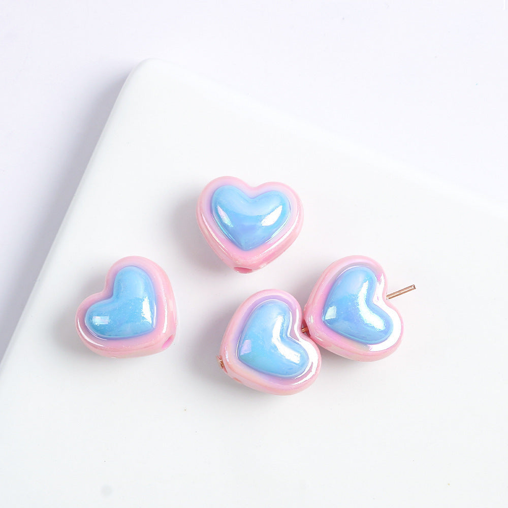 Wholesale 10pcs Macaron Color Acrylic Heart Five-Pointed Star Beads