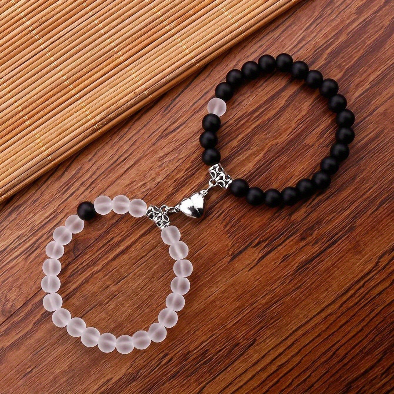 Wholesale Heart Magnetic  Agate Beaded Couple Bracelet