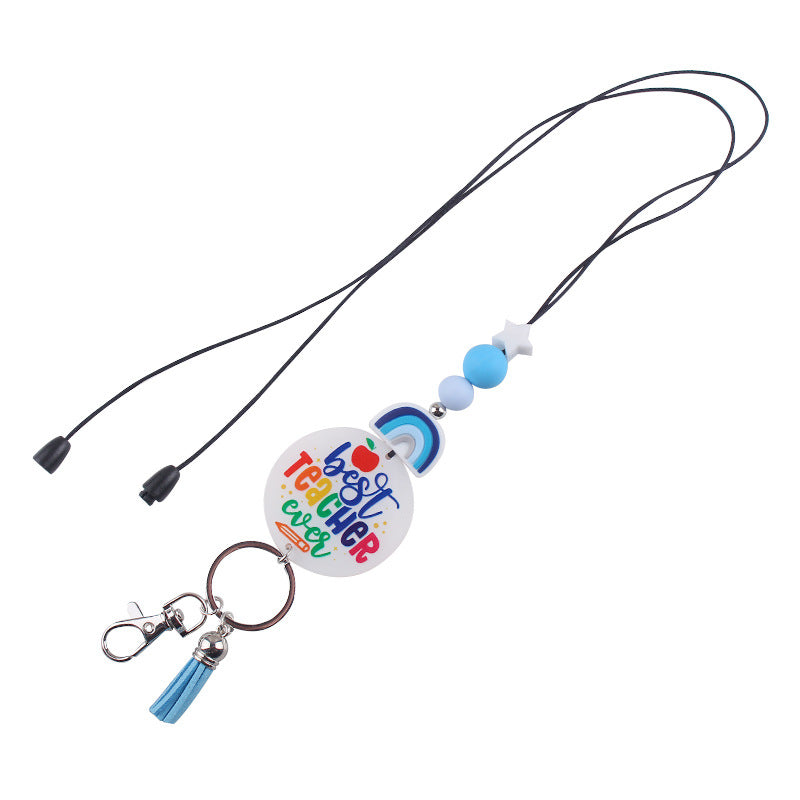 Wholesale Silicone Beaded Lanyard Certificate Necklace Key DIY acrylic sheet Keychain
