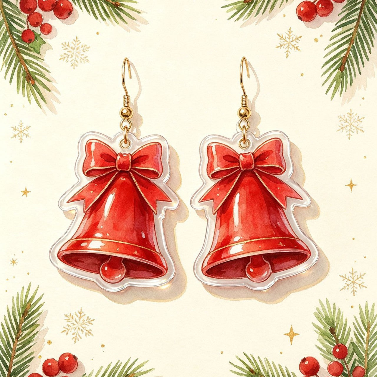 Wholesale Acrylic Earrings With Christmas Bell Pattern Fashion Jewelry Accessory For Party And Gift