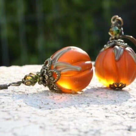Wholesale Vintage  Pumpkin Pendant Teardrop Earrings