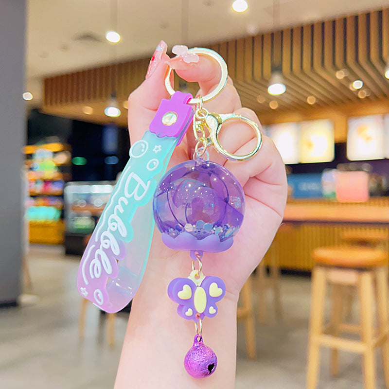 Wholesale Dried Flower Quicksand Liquid Acrylic Keychain