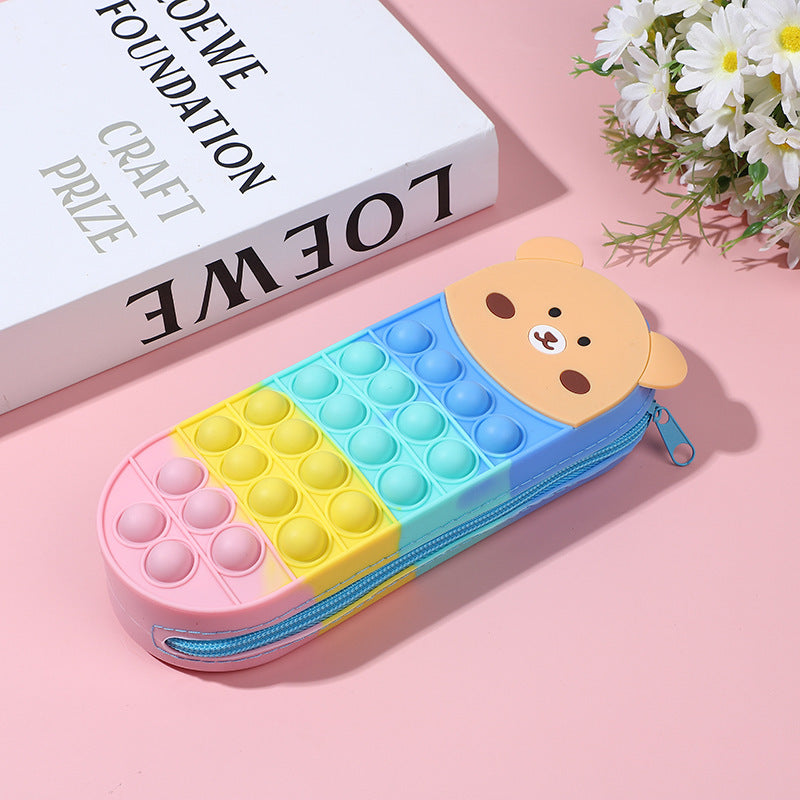 Wholesale  Decompression Silicone Pencil Cartoon Rabbit Panda Children' s Pencil Box