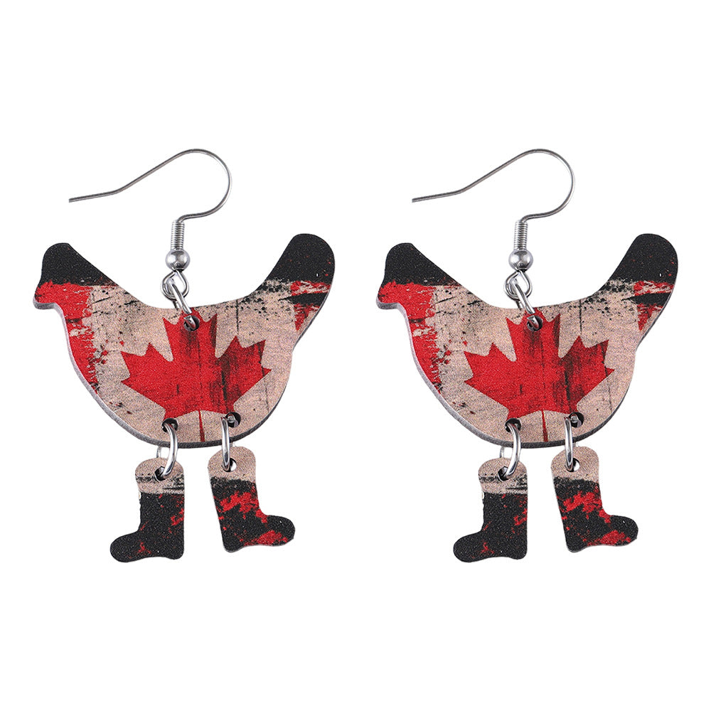Wholesale Hen boots with wooden double-sided earrings