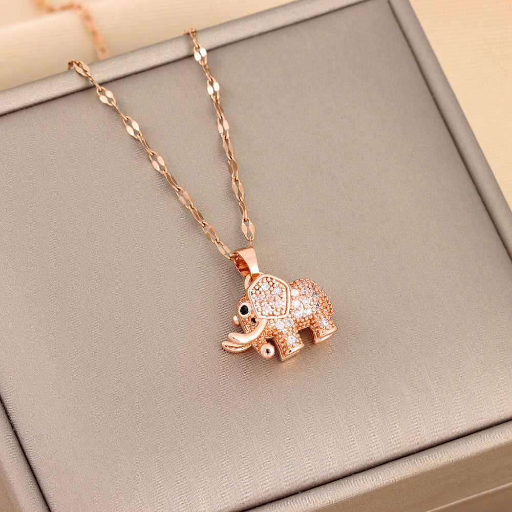 Wholesale of Small Elephant Titanium Steel Necklaces