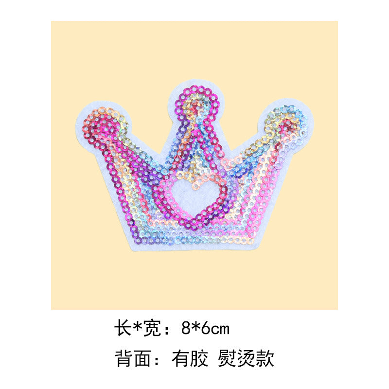 Wholesale 10pcs Colorful Crown sequin embroidery DIY Patches