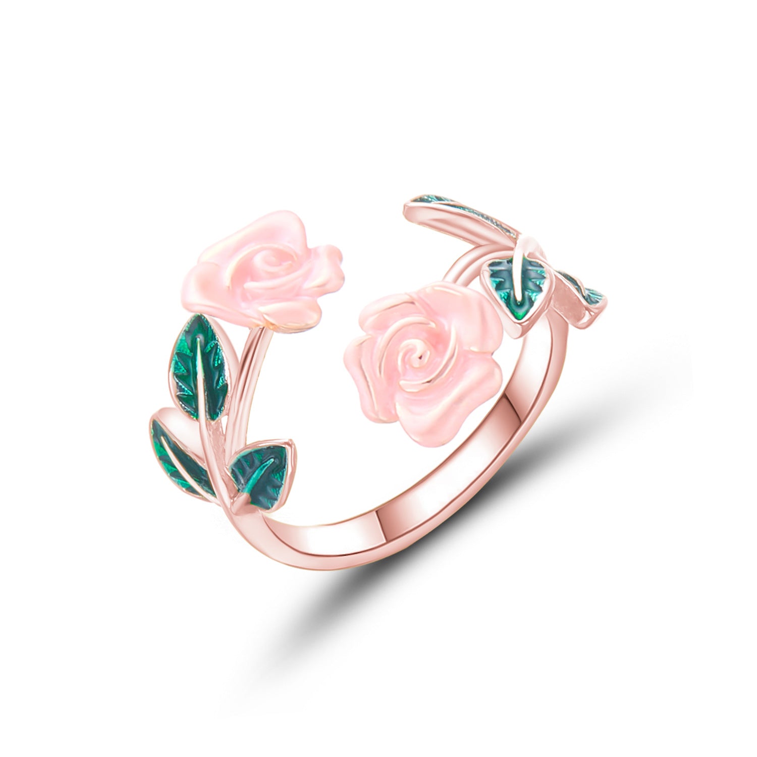 Wholesale Alloy Oil Drop Rose Open Bracelet Ring Set