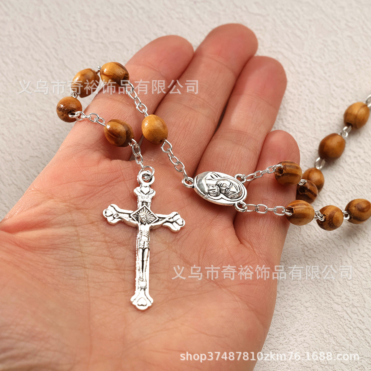 Wholesale 30pcs/pack Color-made Wooden Beads Cross Rosary Communion Baptism