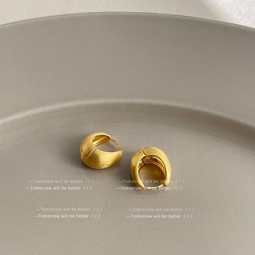 Wholesale Golden brushed frosted geometric earrings