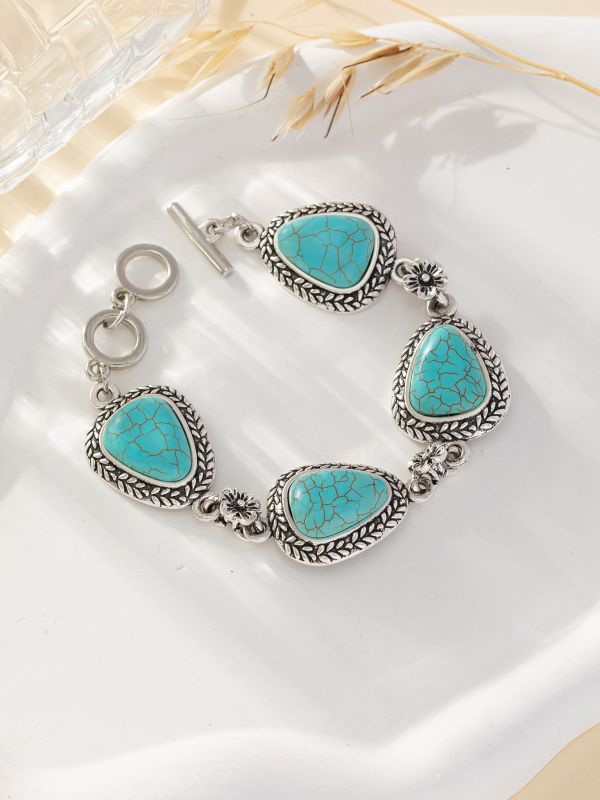 Wholesale Bohemian T-shaped pattern turquoise eco-friendly bracelet