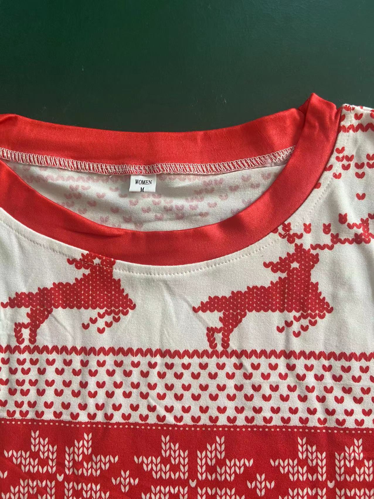 Wholesale Christmas Red and White Contrast Color Parent-child Casual Home Clothes