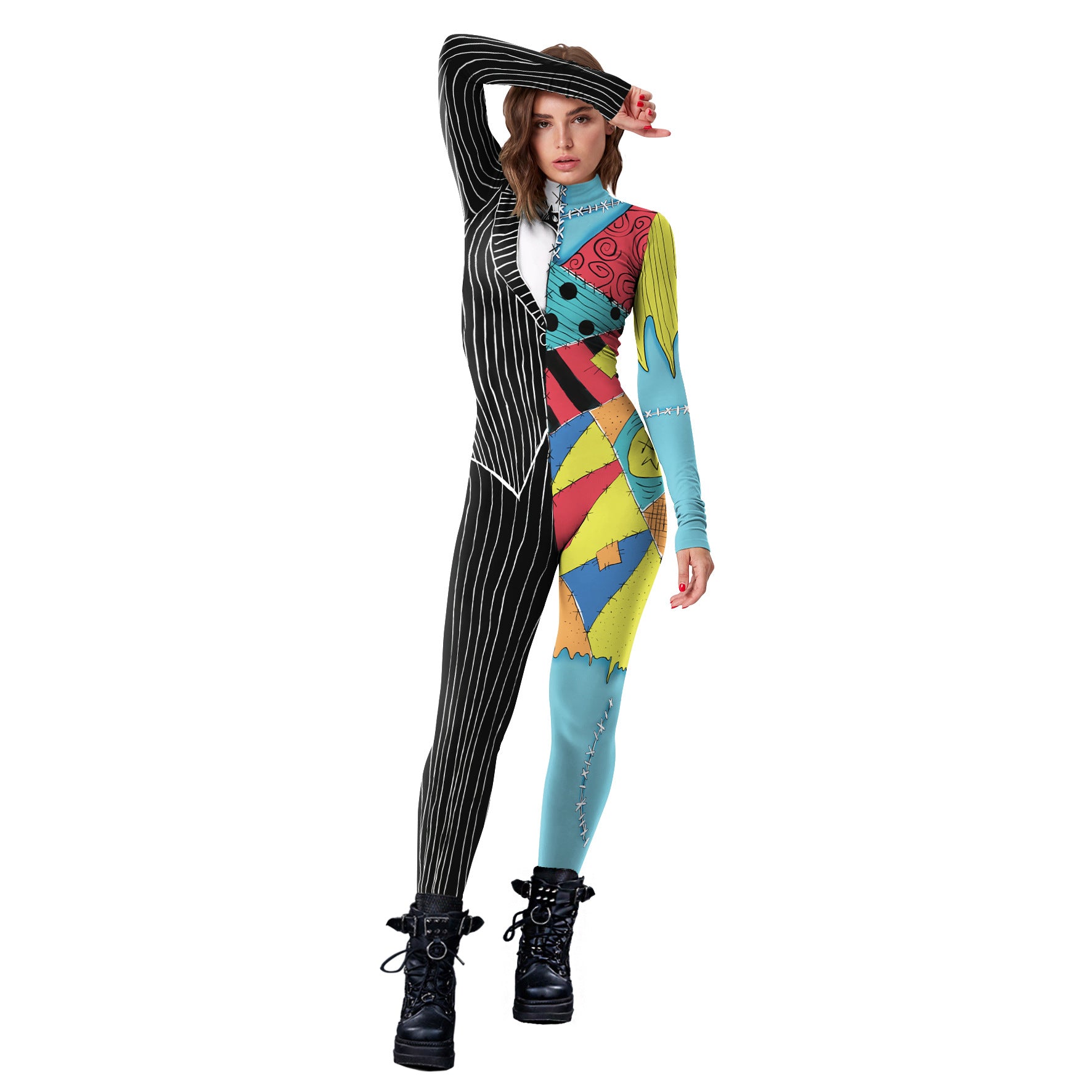 Wholesale Halloween Horror Night Dress Layered 3D Digital Printing Clothing