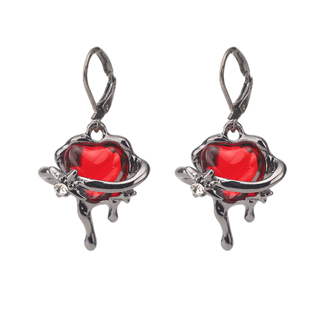 Wholesale Dark Gothic Red Love Cross Butterfly Earrings