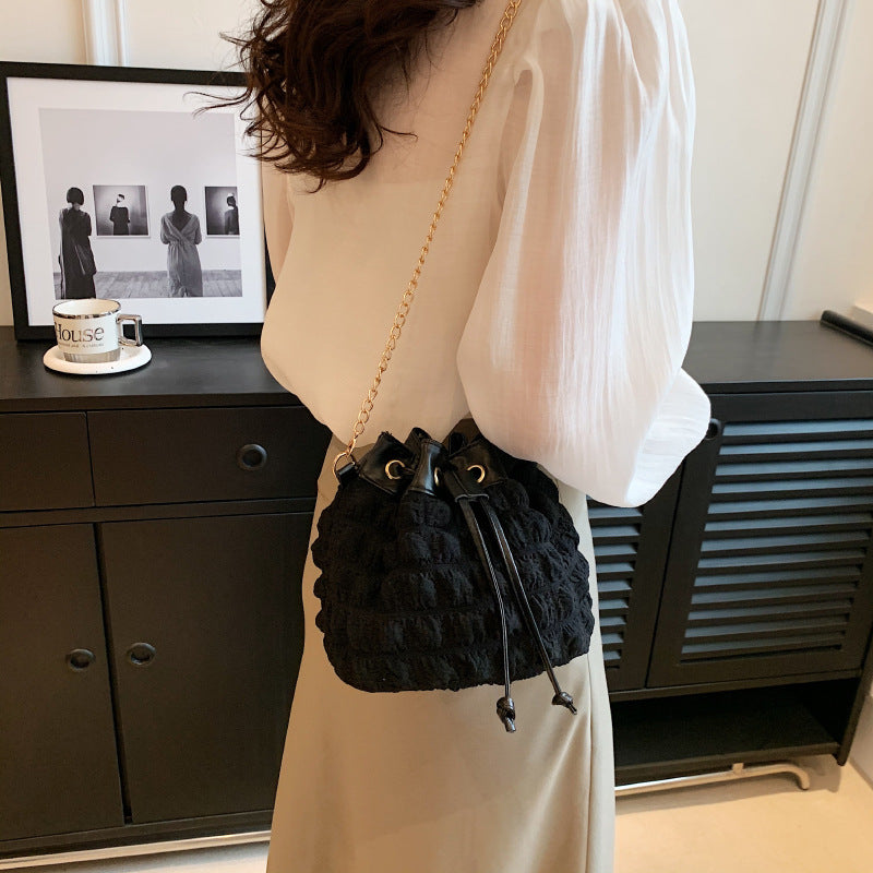 Wholesale Pleated Chain Single Shoulder Cloth Bags