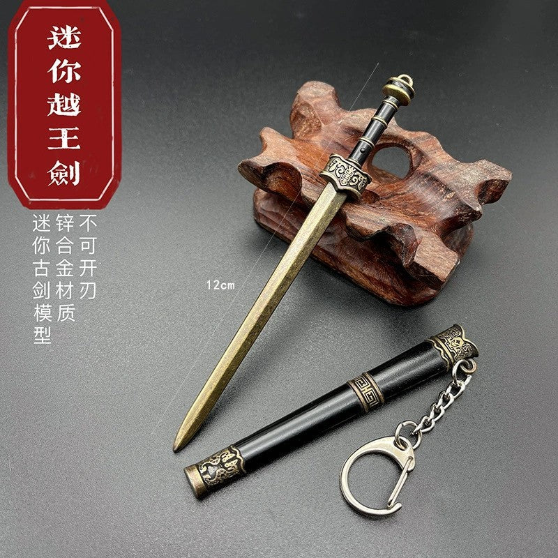 Wholesale Mini Sword Weapon Model with Sheath Embroidered Spring Knife Pendant