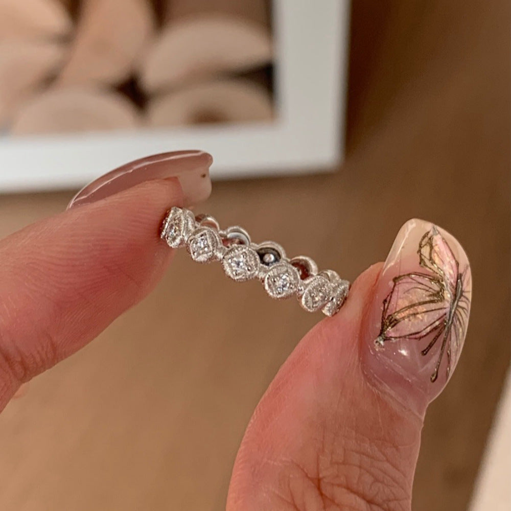 Wholesale Autumn and Winter Flash Diamond Zircon Does Not Fade High-end Luxury Sterling Silver Rings