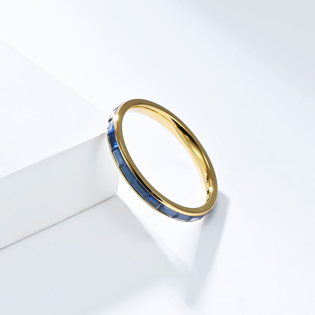 Wholesale  2mm Titanium Steel Diamond Ring