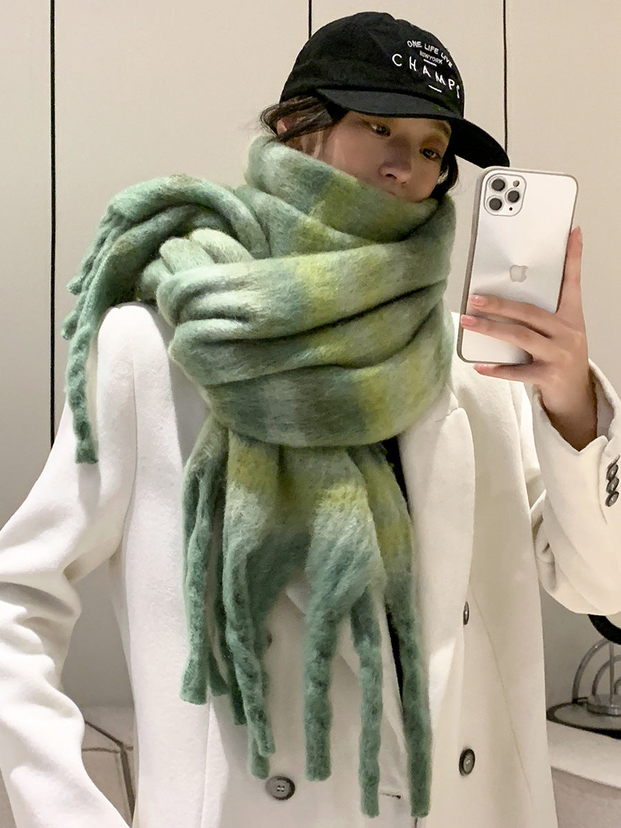 Wholesale Striped Brushed Colorful Warm Scarf for Winter