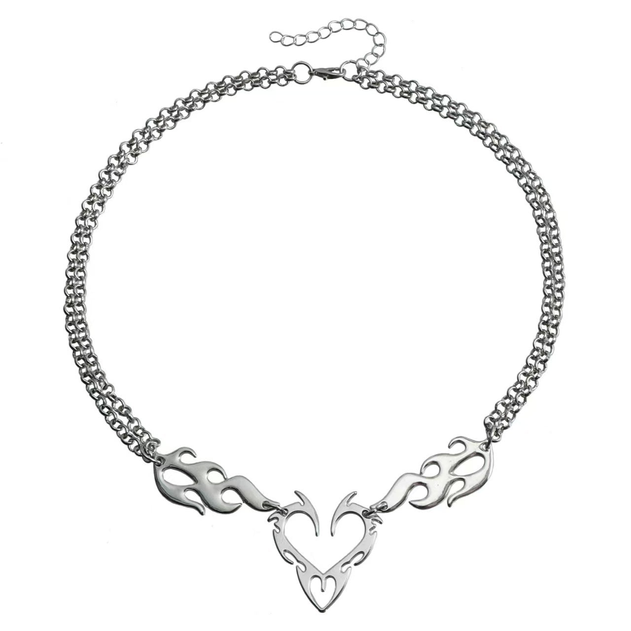 Wholesale Flame Metal Street Hip-Hop Necklace Trendy Men's and Women's Clavicle Chain