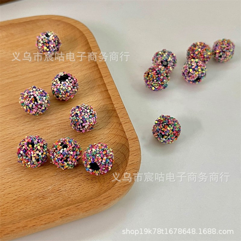 Wholesale 10pcs Colorful sequined round ball  waxberry ball Acrylic Beads