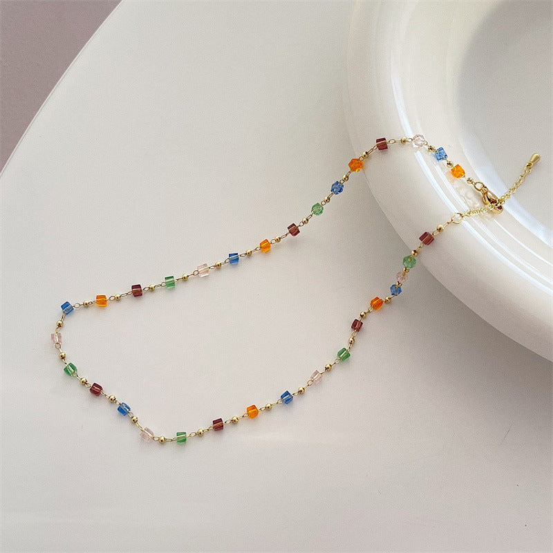 Wholesale Color Crystal Colorfast Clavicle Necklaces