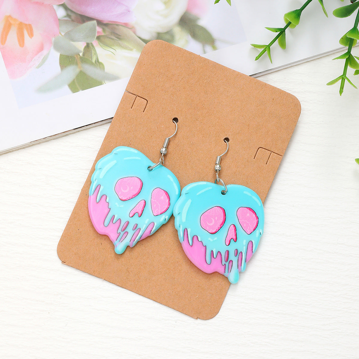 Wholesale Acrylic Devil Skeleton Color Kitten Earrings