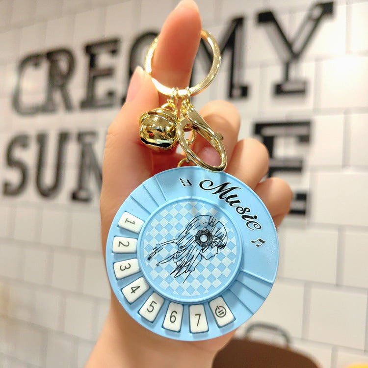 Wholesale Creative Girl Round Piano Plastic Keychains