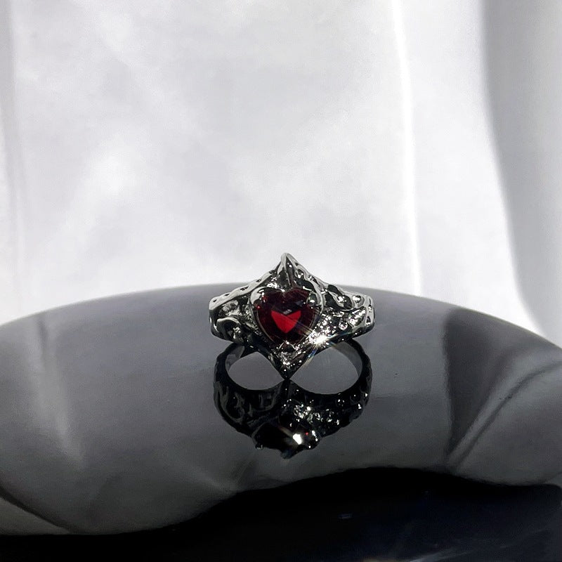 Wholesale Red enamel sweet cool punk cold style ring