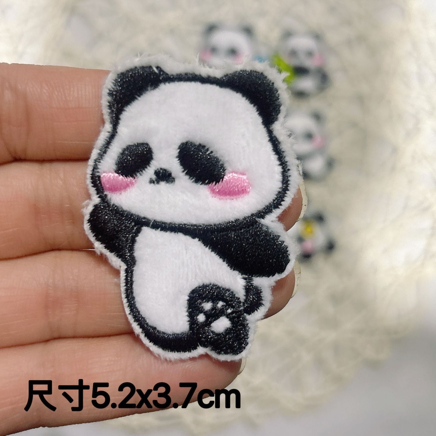Wholesale 10pcs Self-Paste Plush Cartoon Panda Embroidered Cloth Sticker DIY Accessories