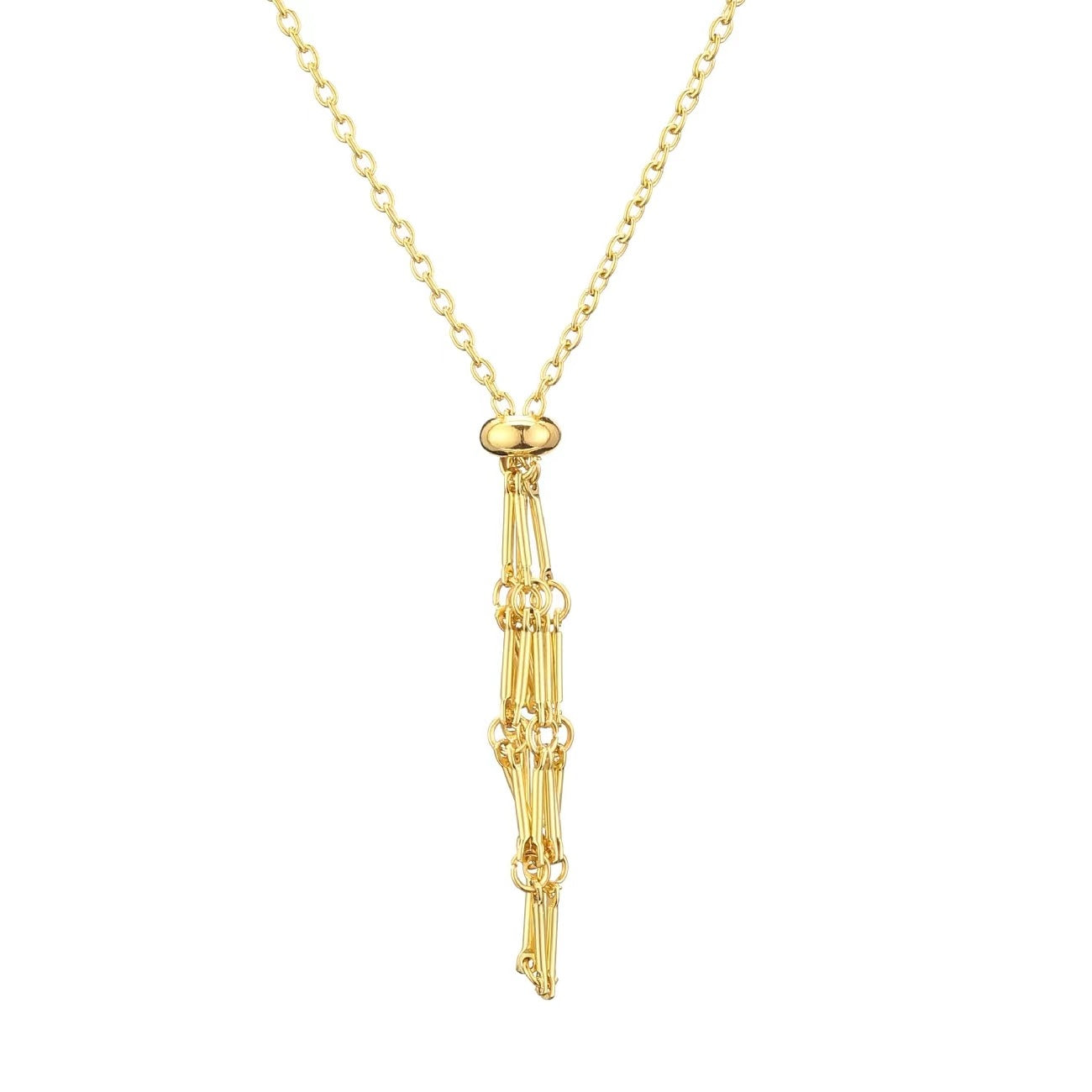 Wholesale  crystal stone net pocket woven metal net pocket necklace bamboo necklace pendant sweater chain adjustment chain