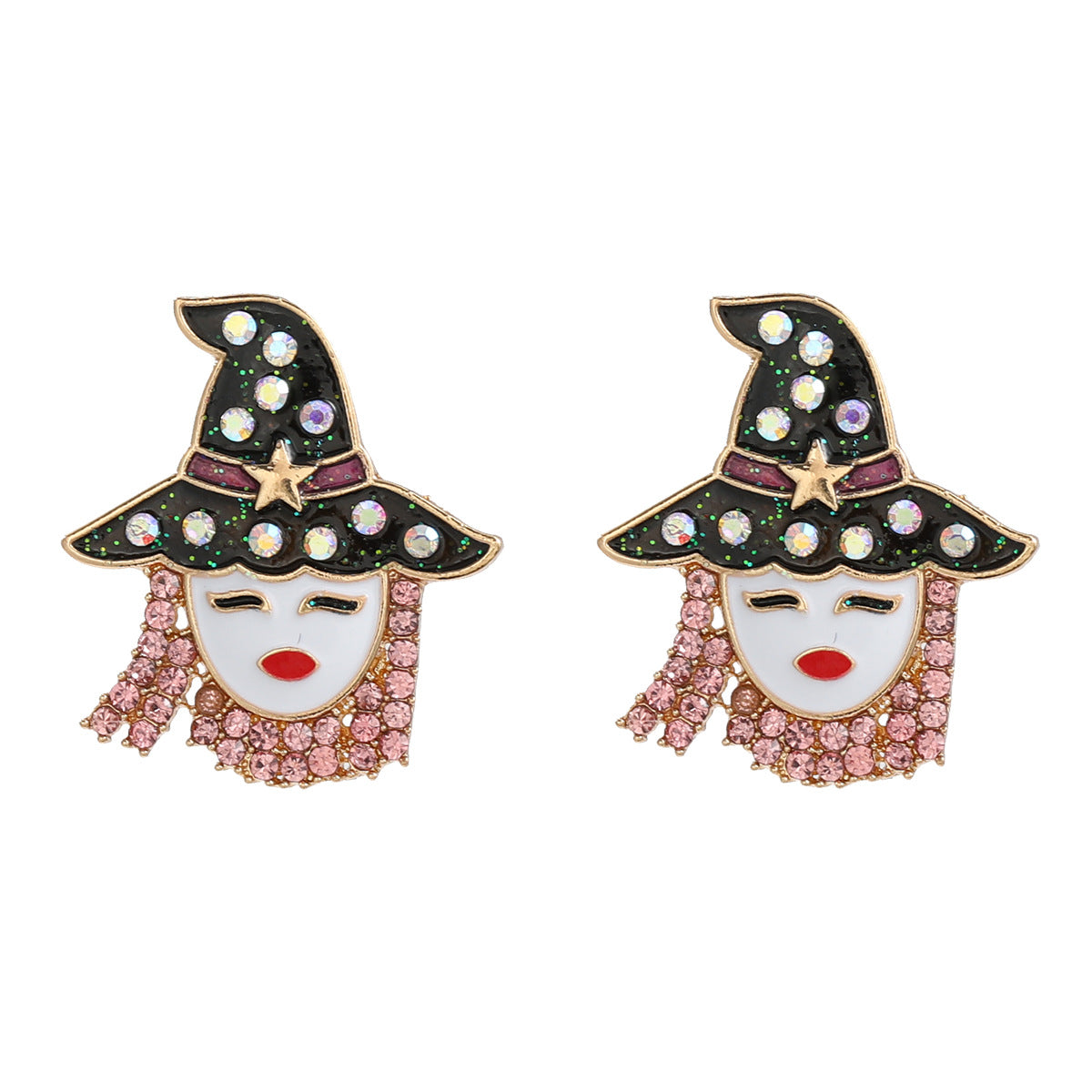 Wholesale Oil Dripping Diamond Hat Earrings