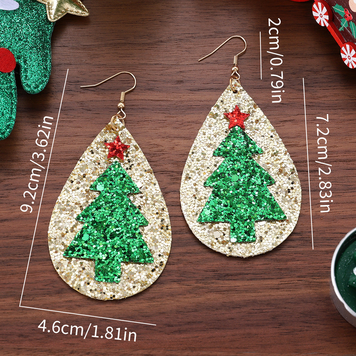 Wholesale Christmas sequined leather Christmas earrings