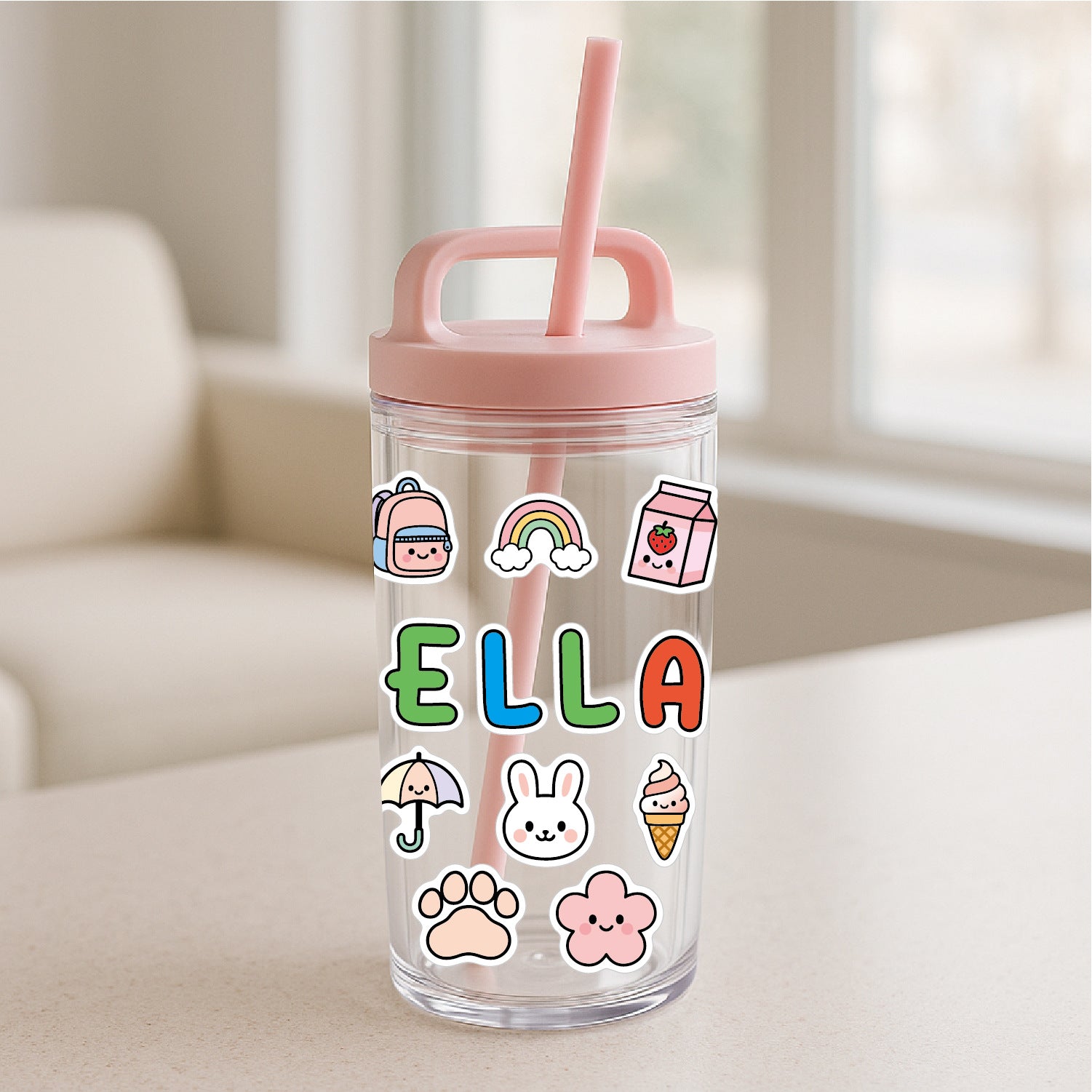 Wholesale 6pcs Water Cup Letter  Cartoon Sticker
