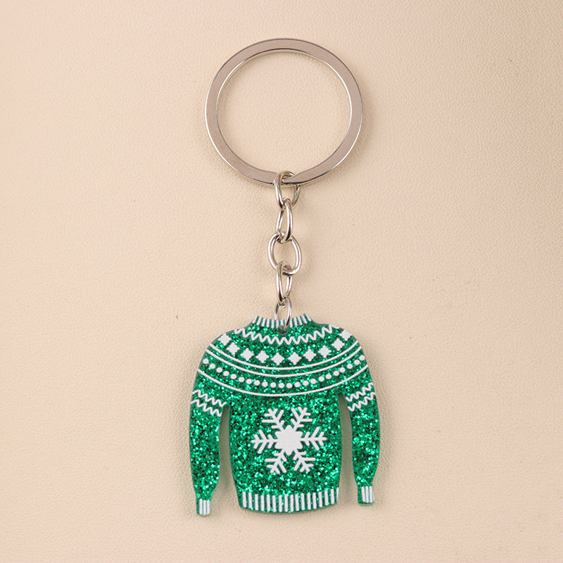 Wholesale Cartoon Design Snowflake Colorful Sweater Acrylic Simple Fashion Christmas Keychains