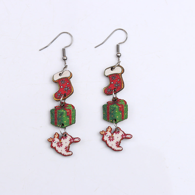 Wholesale Christmas Santa Claus Elk Snowflake Earrings
