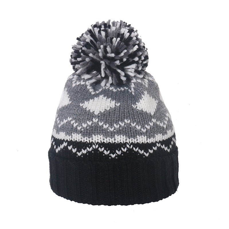Wholesale 2023 Autumn and Winter New Acrylic Rhombus Woolen Knitted Hat Plus Velvet Thickened Warm Hat
