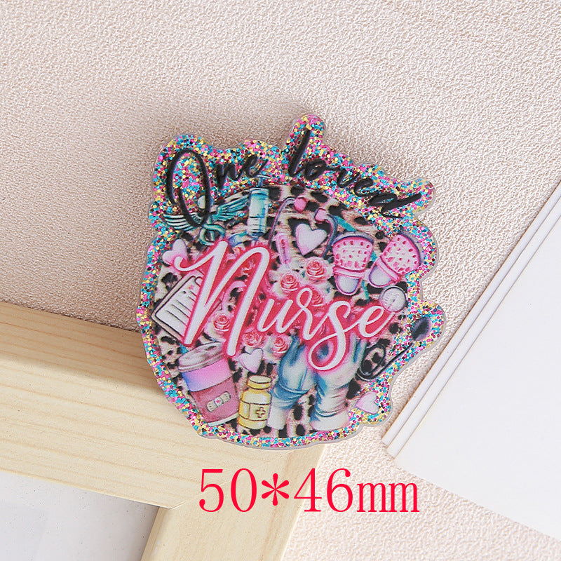 Wholesale 10pcs Cartoon Medical Staff Name Badges  Acrylic Flatback