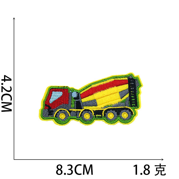 Wholesale Stylish Construction Vehicle Embroidery Patches Self Adhesive Polyester Cloth Applique For Clothing And DIY