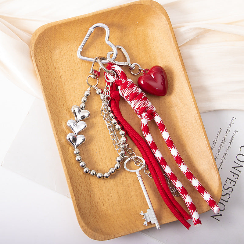 Wholesale Red love diy bow braided rope bag pendant